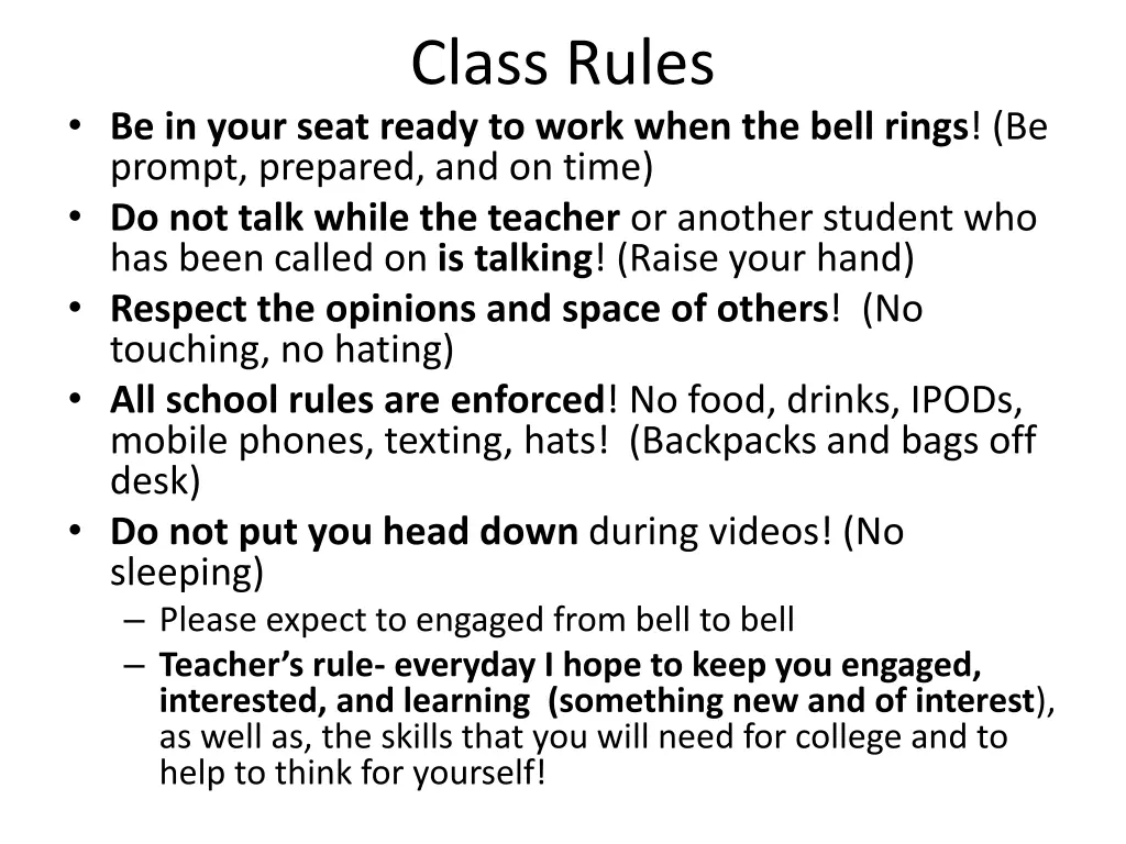 class rules