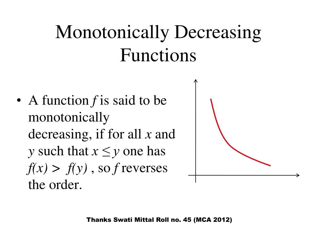 monotonically decreasing functions