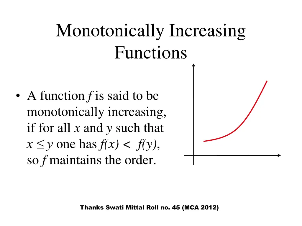 monotonically increasing functions