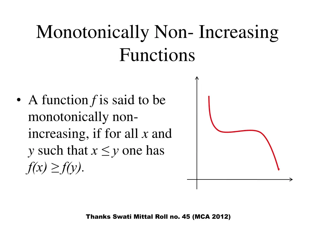 monotonically non increasing functions