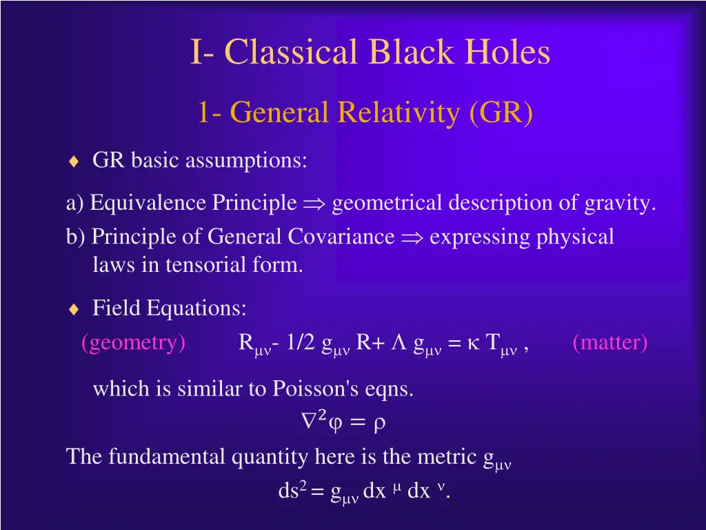 i classical black holes