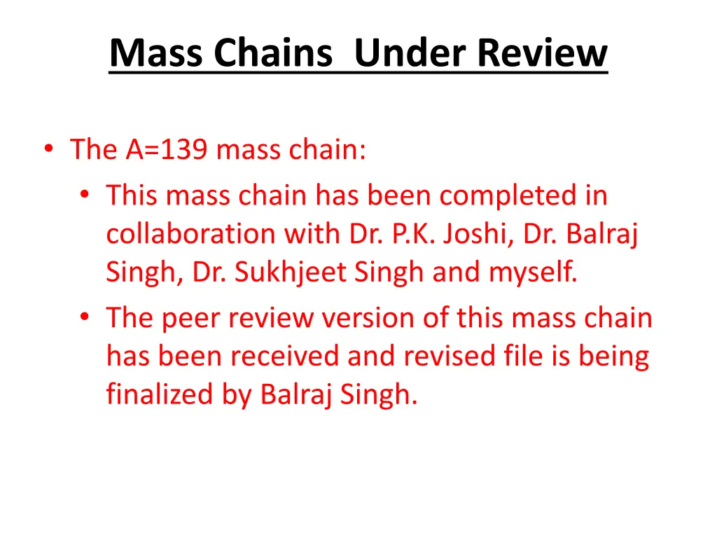 mass chains under review 1