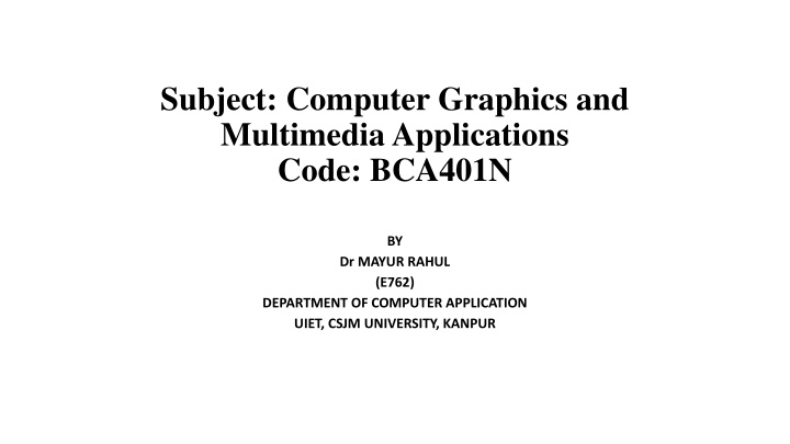 subject computer graphics and multimedia