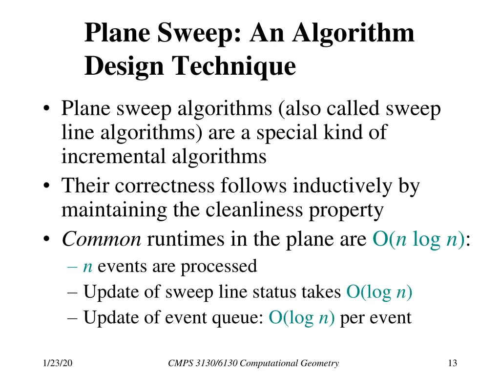 plane sweep an algorithm design technique 2