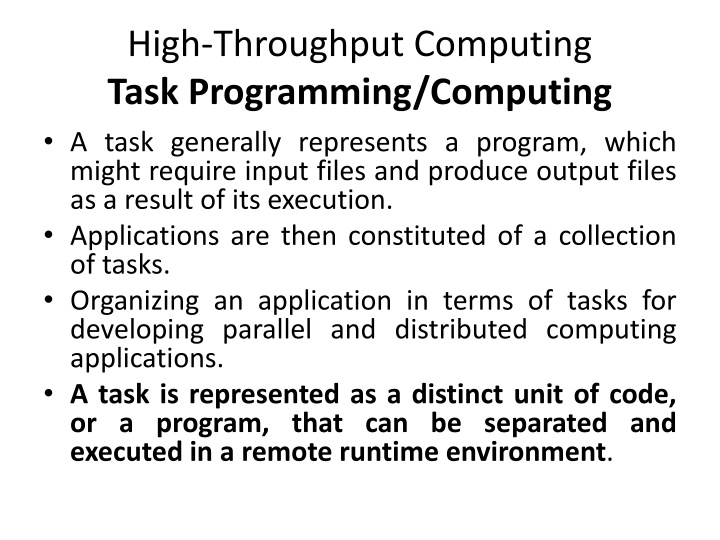 high throughput computing task programming