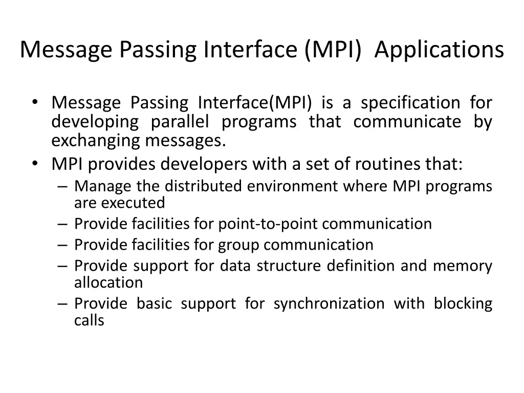 message passing interface mpi applications