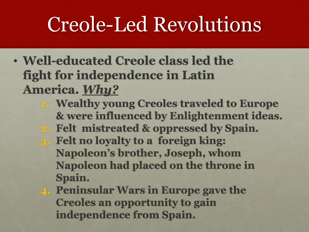 creole led revolutions