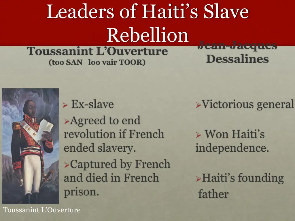 leaders of haiti s slave rebellion toussanint