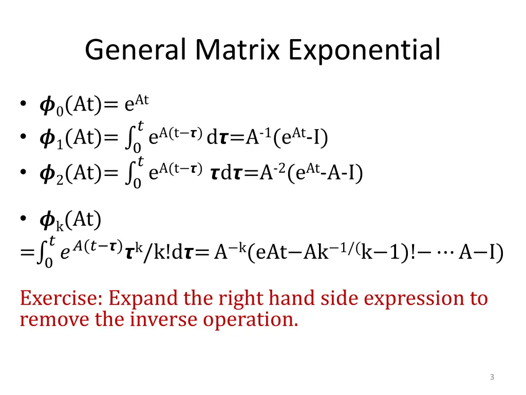 general matrix exponential