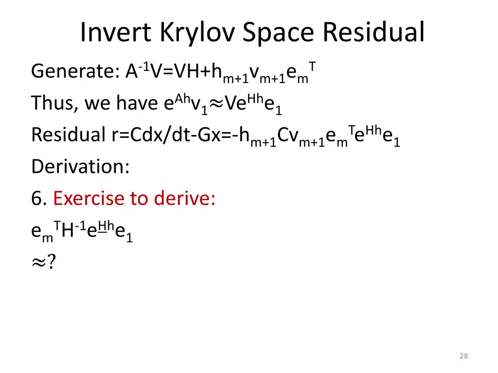 invert krylov space residual generate