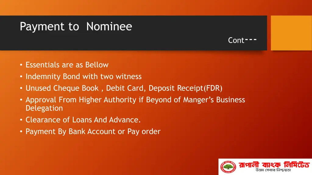 payment to nominee 1