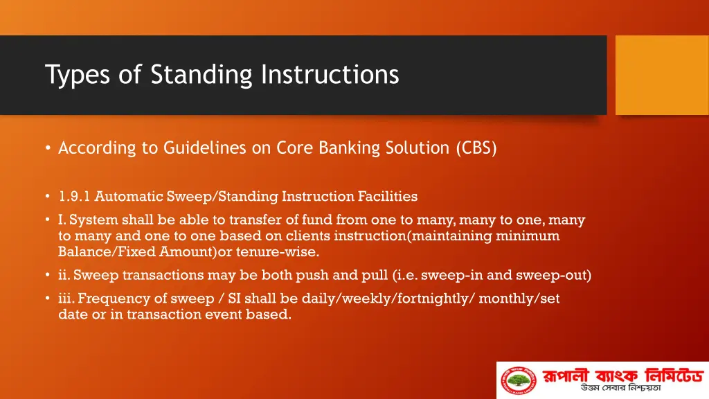 types of standing instructions 1