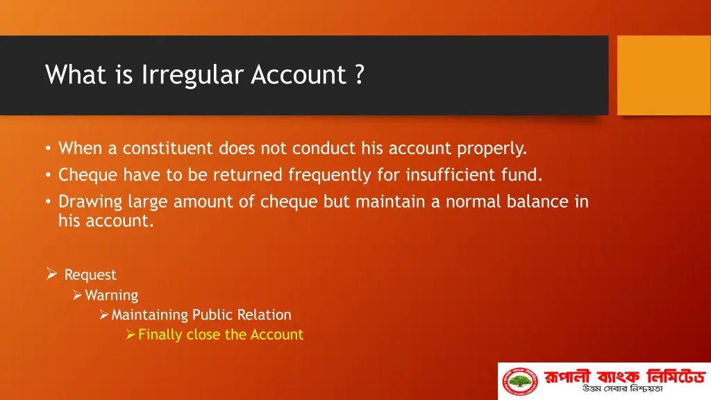 what is irregular account 1