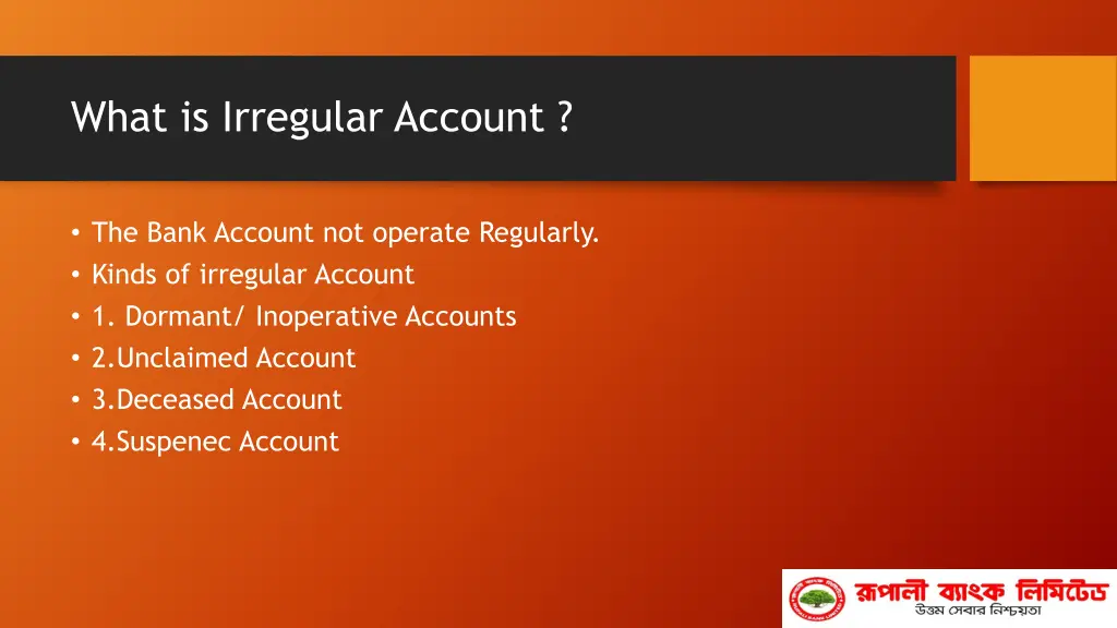 what is irregular account