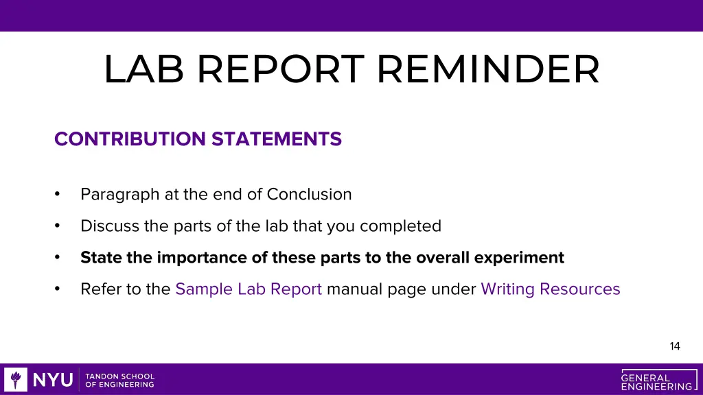 lab report reminder