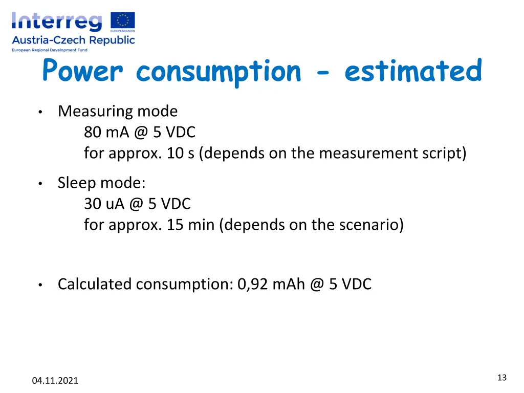 power consumption estimated