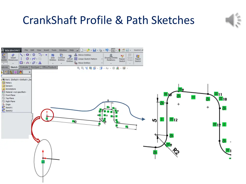 crankshaft profile path sketches