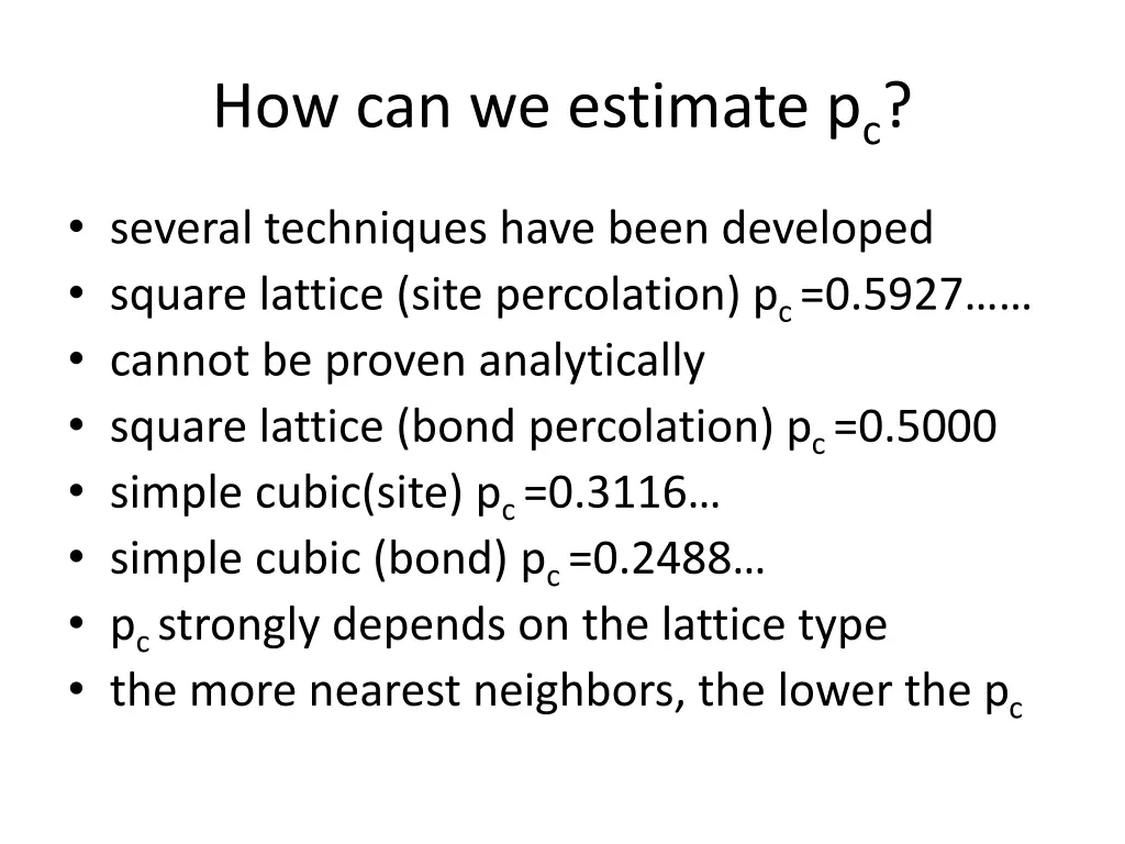 how can we estimate p c