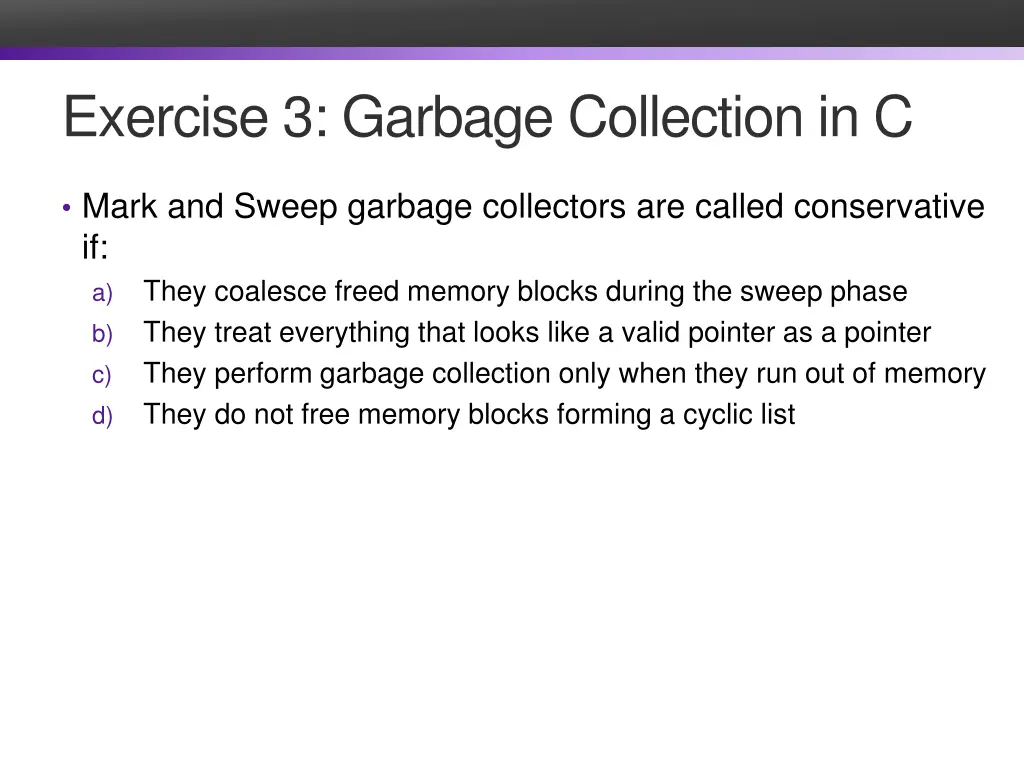 exercise 3 garbage collection in c