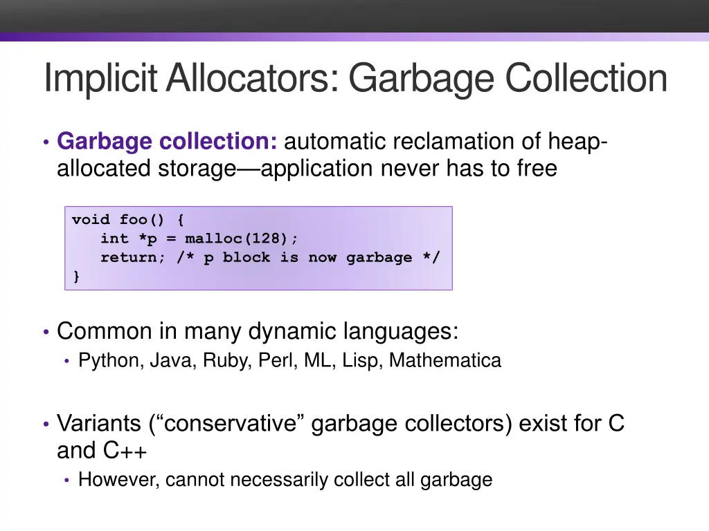 implicit allocators garbage collection