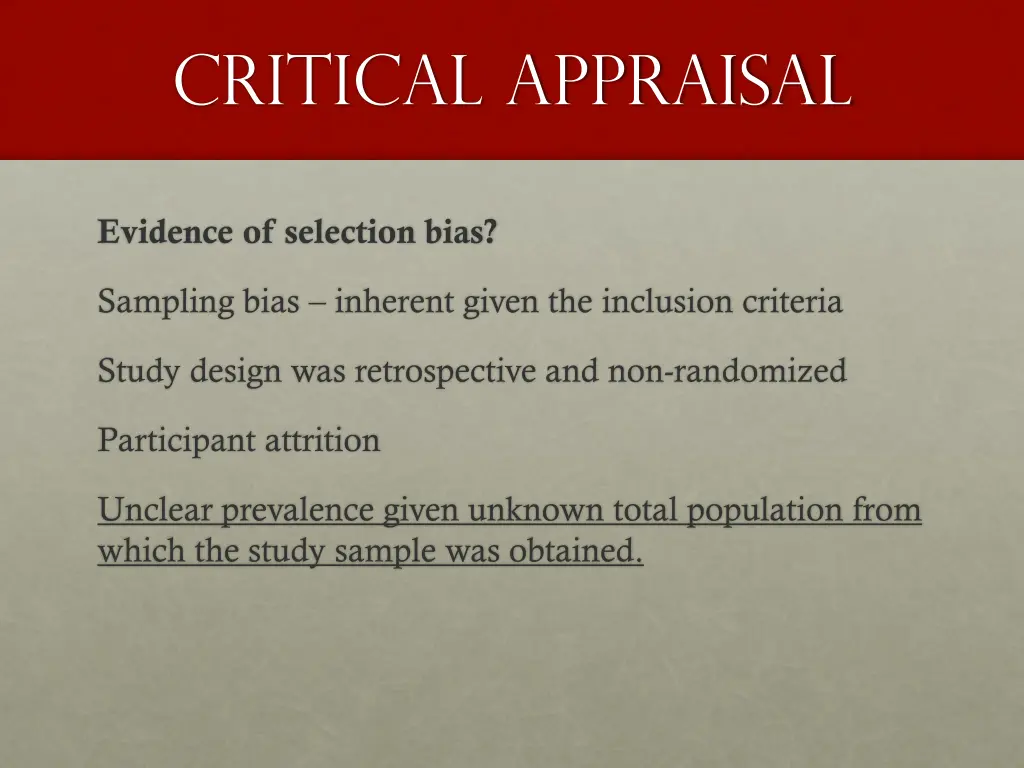 critical appraisal