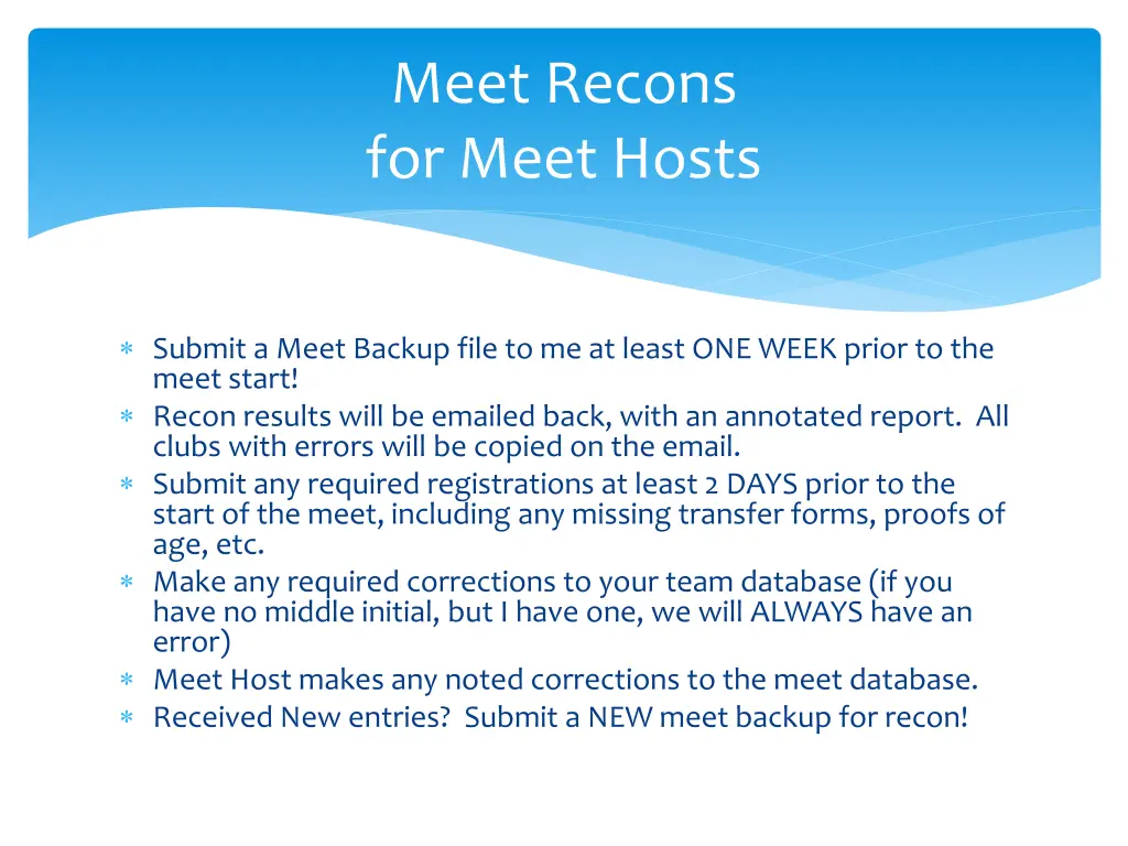 meet recons for meet hosts