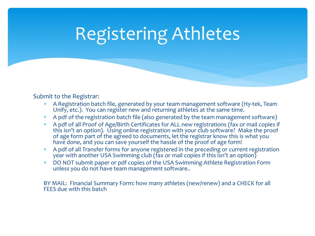 registering athletes