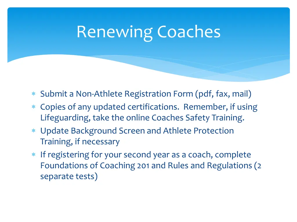 renewing coaches