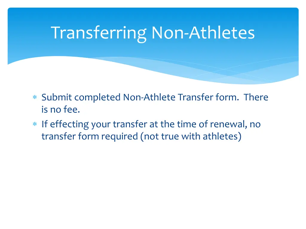 transferring non athletes