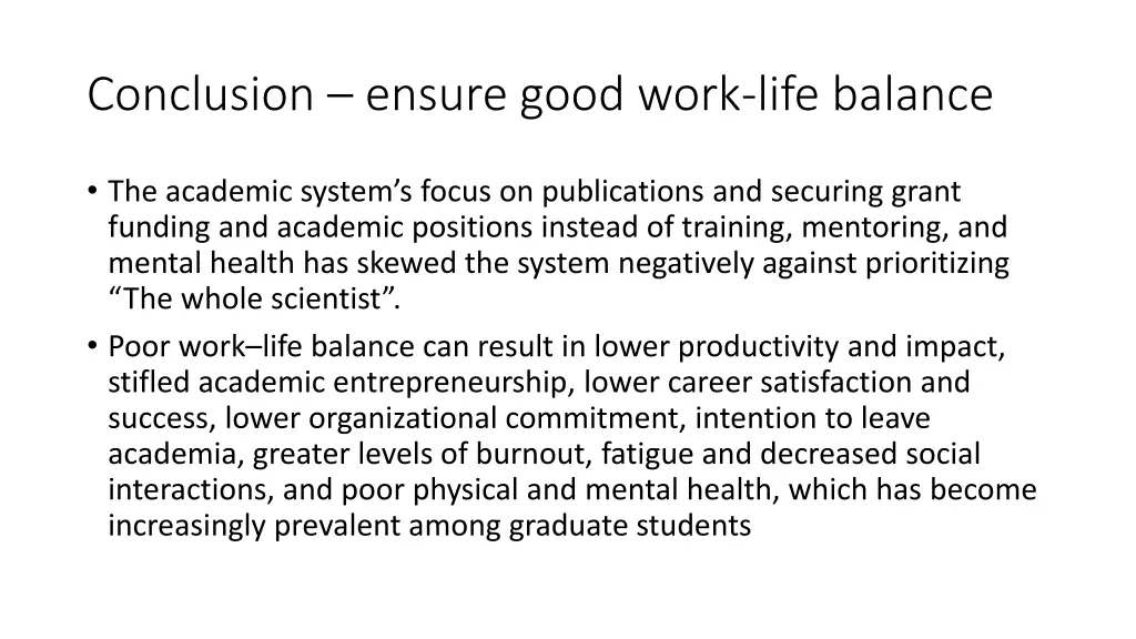 conclusion ensure good work life balance