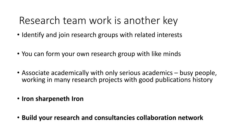 research team work is another key