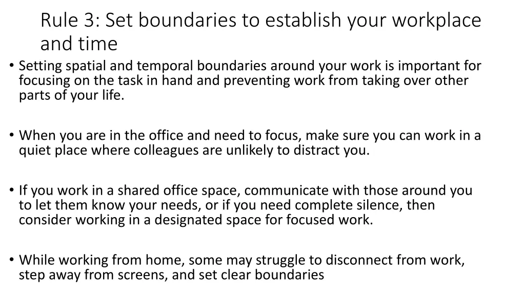 rule 3 set boundaries to establish your workplace