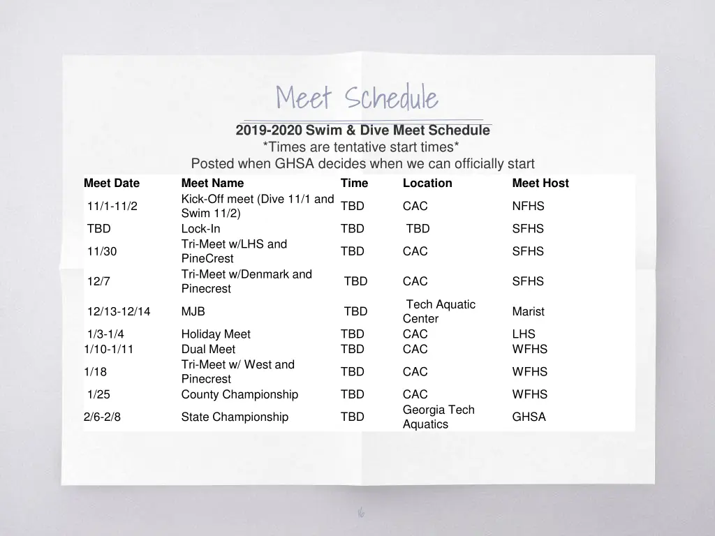 meet schedule 2019 2020 swim dive meet schedule