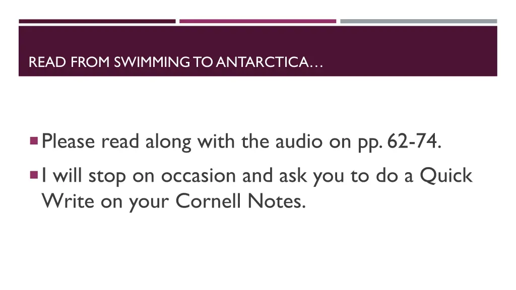 read from swimming to antarctica