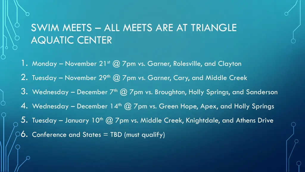 swim meets all meets are at triangle aquatic