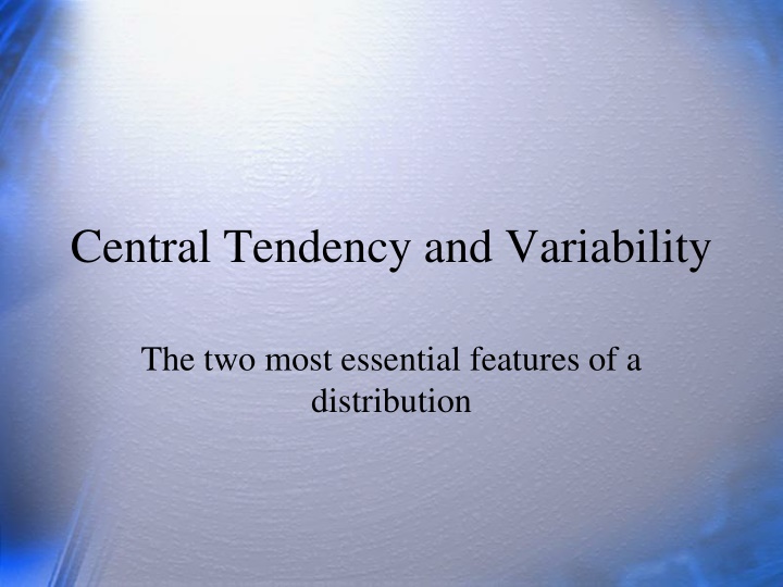 central tendency and variability