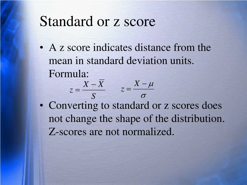 standard or z score