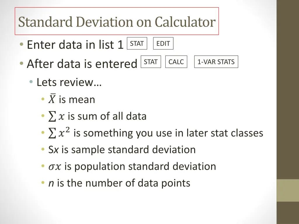 standard deviation on calculator