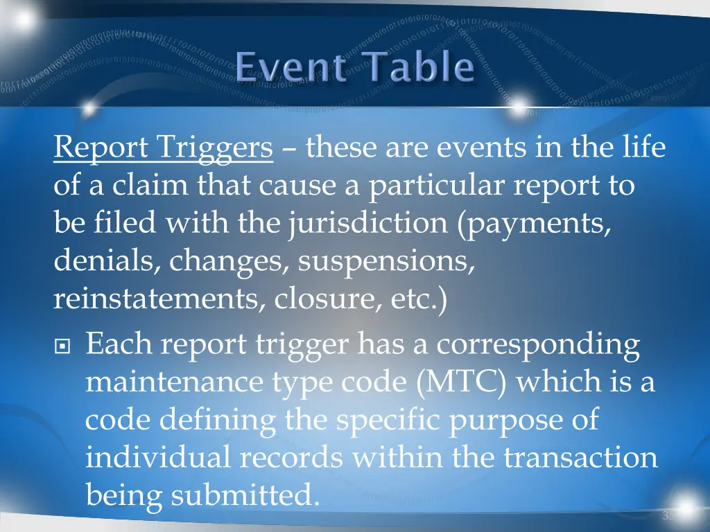 report triggers these are events in the life