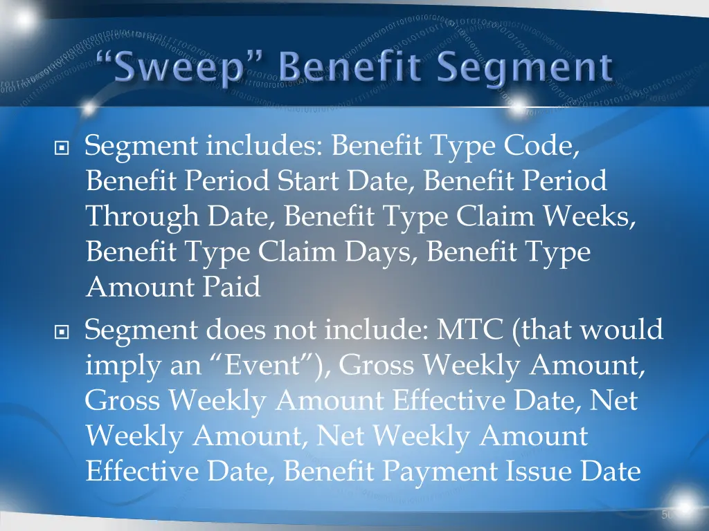 segment includes benefit type code benefit period