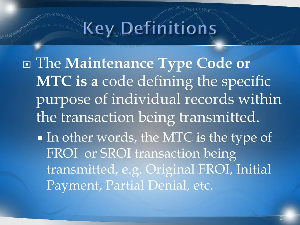 the maintenance type code or mtc is a code