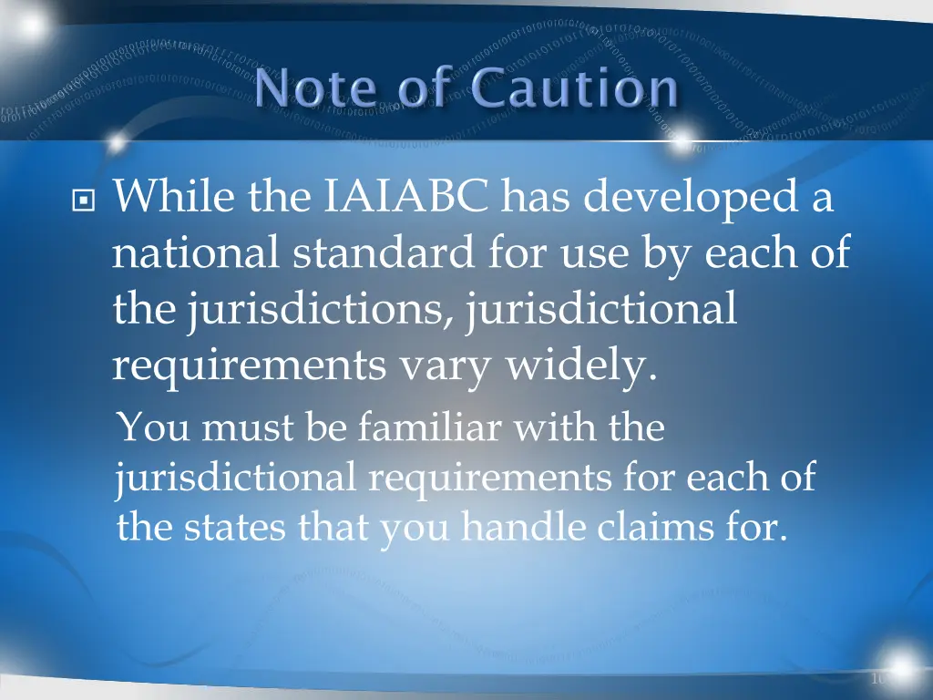 while the iaiabc has developed a national