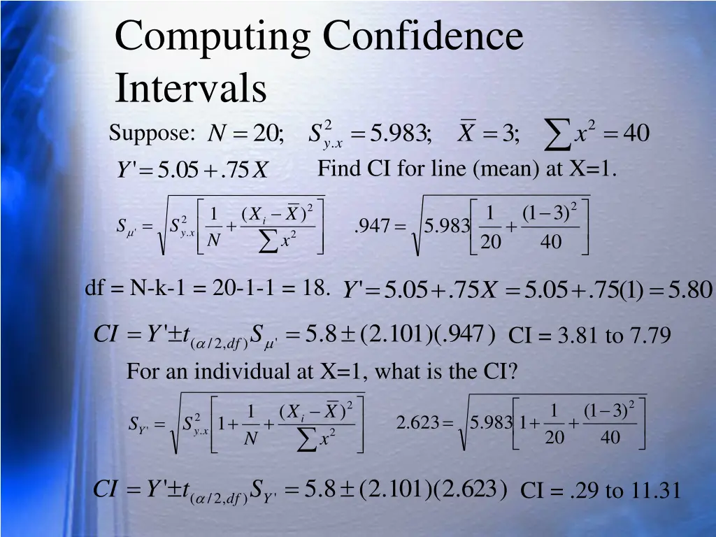 computing confidence intervals suppose