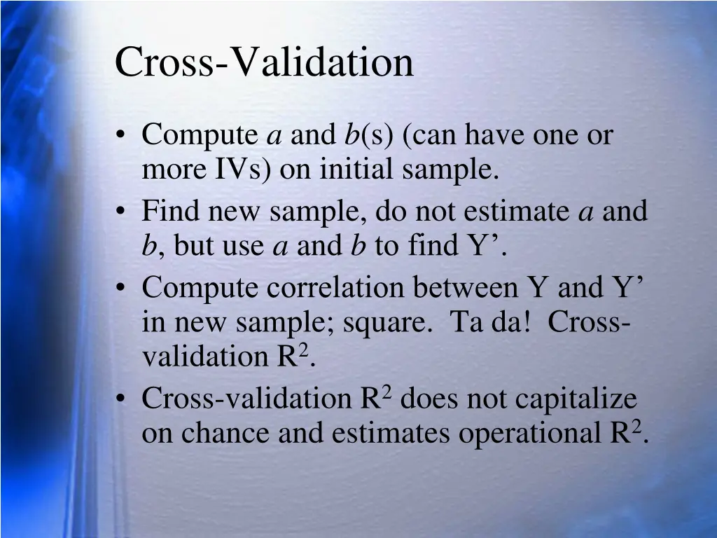 cross validation