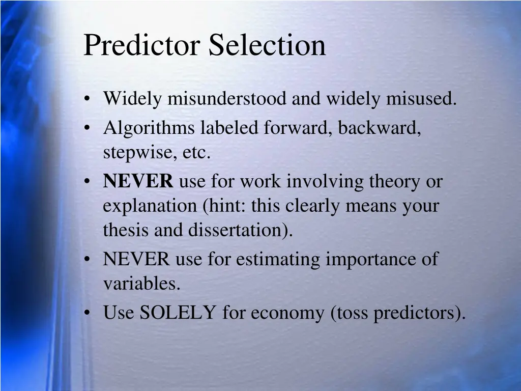 predictor selection