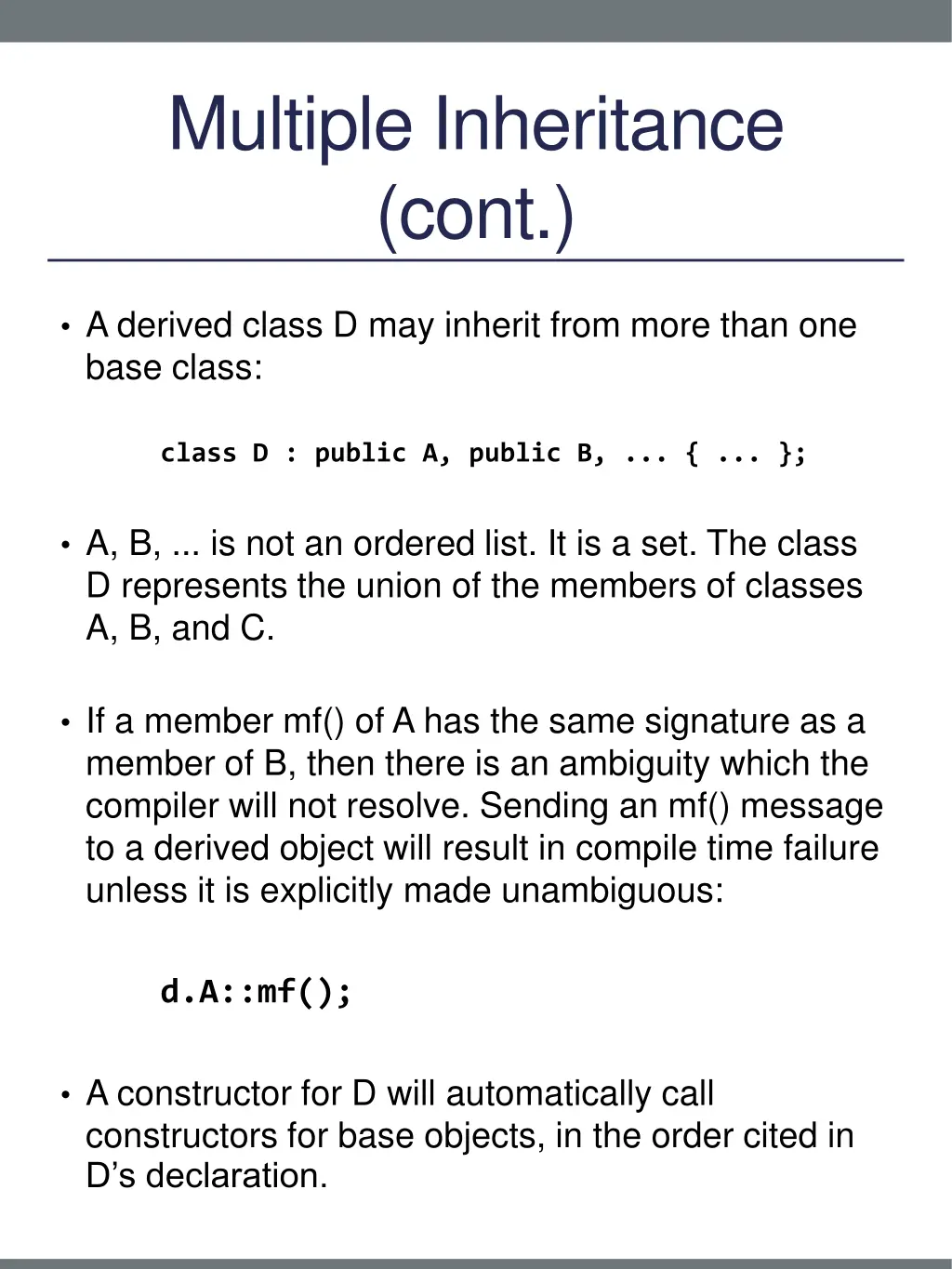 multiple inheritance cont