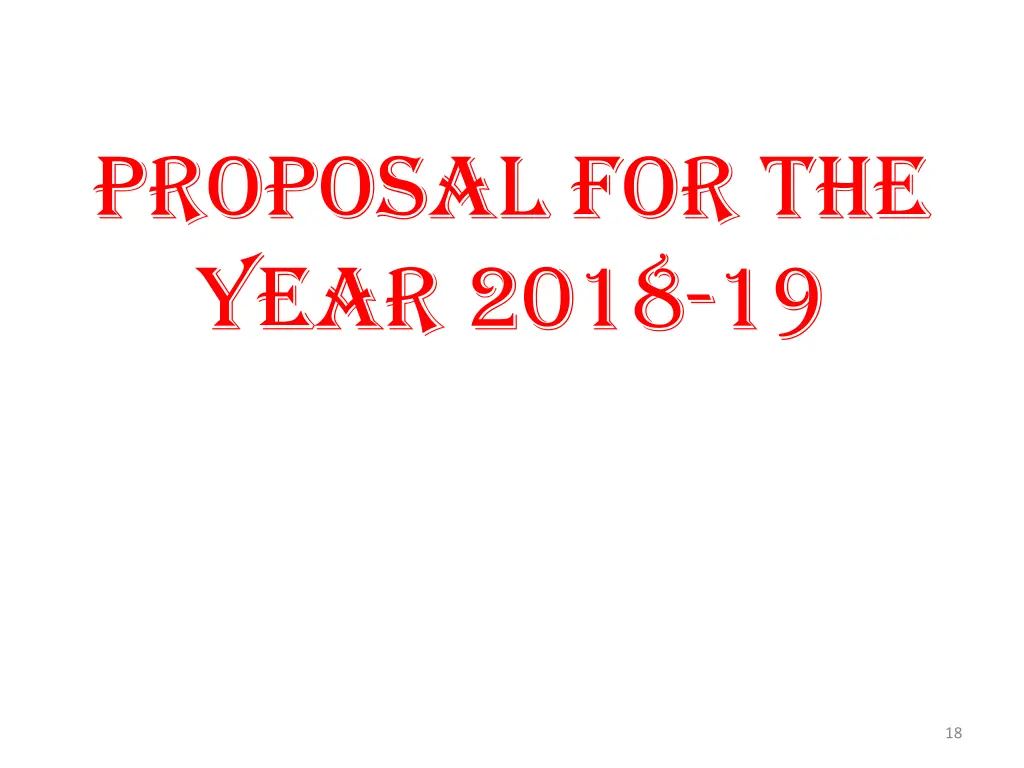 proposal for the year 2018 19