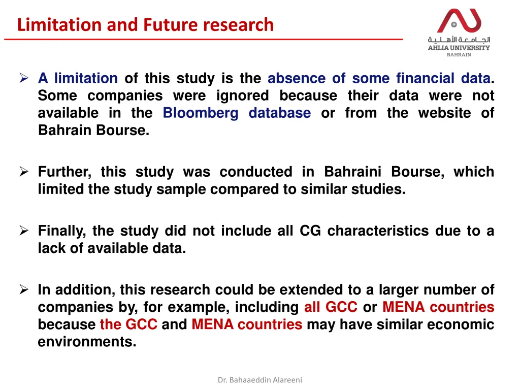 limitation and future research