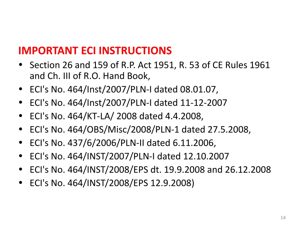 important eci instructions section