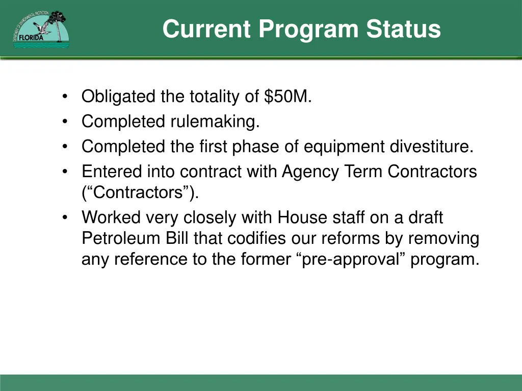 current program status